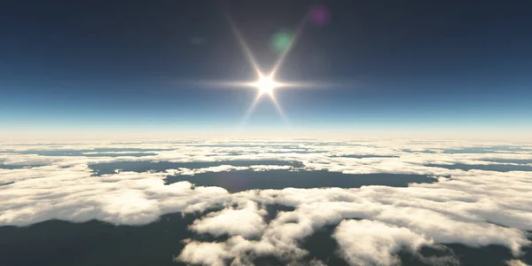 above clouds sun ray, 3d rendering