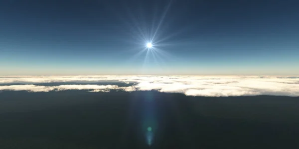 Powyżej Chmur Promień Słoneczny Renderowanie — Zdjęcie stockowe