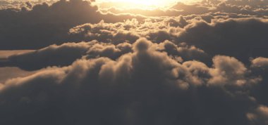 Bulutların üstünde güneş ışığı