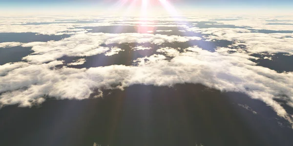 Над Облаками Солнечный Луч Рендеринг — стоковое фото