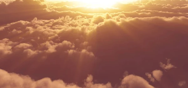 Felhők Felett Naplemente Isten Sugár — Stock Fotó