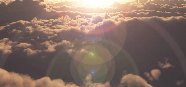 Над Облаками Луч Бога Заката — стоковое фото
