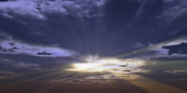 Nascer Sol Com Nuvens Luz Raios — Fotografia de Stock