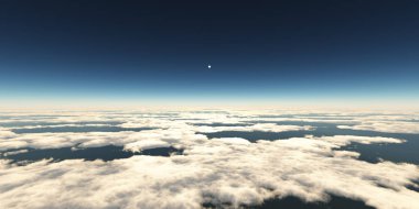 Bulutların üzerinde güneş ışığı, 3D görüntüleme