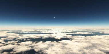 Bulutların üzerinde güneş ışığı, 3D görüntüleme