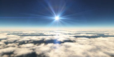 Bulutların üzerinde güneş ışığı, 3D görüntüleme