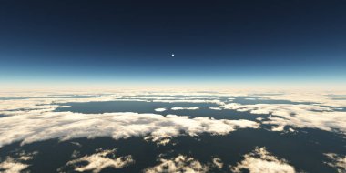 Bulutların üzerinde güneş ışığı, 3D görüntüleme