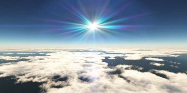 Bulutların üzerinde güneş ışığı, 3D görüntüleme