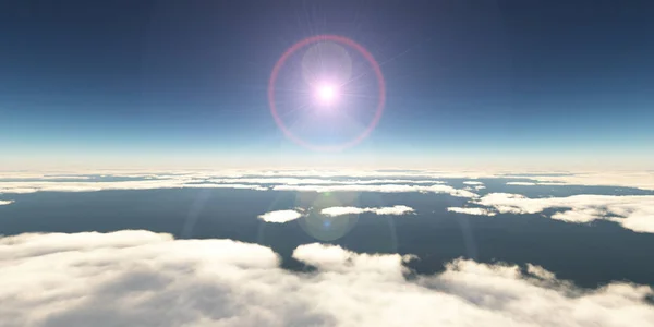 Acima Nuvens Raios Sol Renderização — Fotografia de Stock