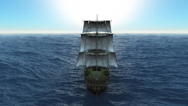 Stará Loď Moři Vykreslení — Stock fotografie