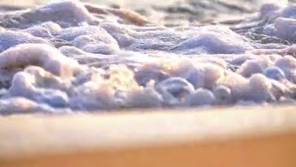 Beach Wave Macro Sunset Slow Motion — Stock Video