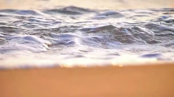 Пляжна Хвиля Макро Захід Сонця Повільний Рух — стокове відео
