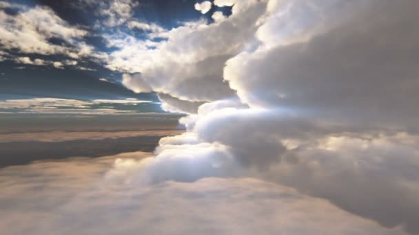 Fliegen Wolken Sonnenuntergang Sonnenstrahl — Stockvideo