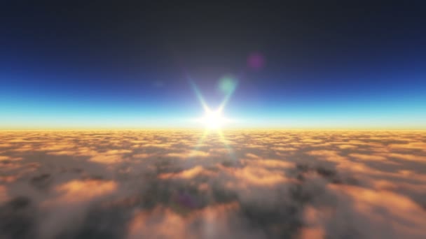 Volar Sobre Puesta Del Sol Nubes Sol Rayo — Vídeo de stock