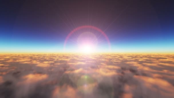 Πετούν Πάνω Από Ηλιοβασίλεμα Σύννεφα Ηλιαχτίδα — Αρχείο Βίντεο