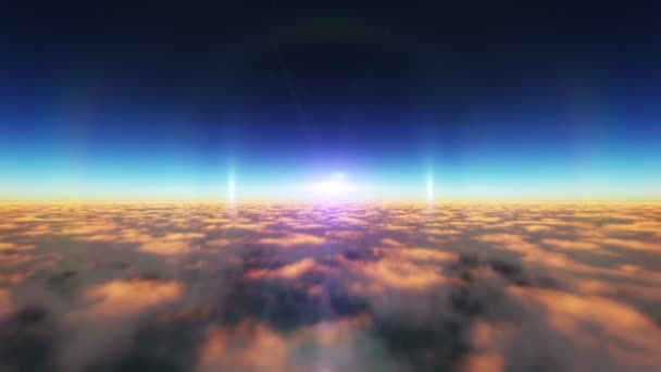 Volar Sobre Puesta Del Sol Nubes Sol Rayo — Vídeo de stock
