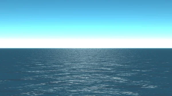 Klares Meer, blauer Himmelshorizont, 3D-Darstellung — Stockfoto
