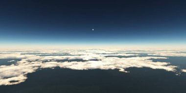 Bulutların üzerinde güneş ışığı,