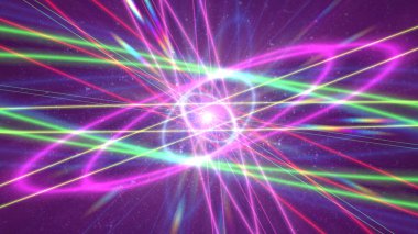 Işık halkalı parlayan atom yapısı