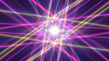 Işık halkalı parlayan atom yapısı