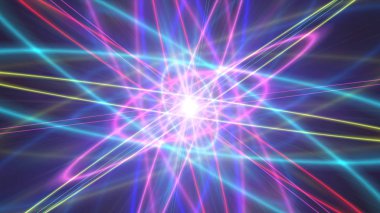 Işık halkalı parlayan atom yapısı