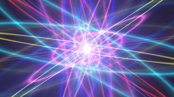 Işık halkalı parlayan atom yapısı