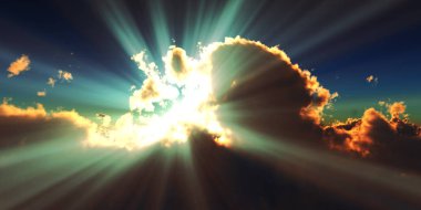 above clouds sun ray sunset