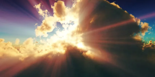 Above clouds sun ray sunset — Stock Photo, Image