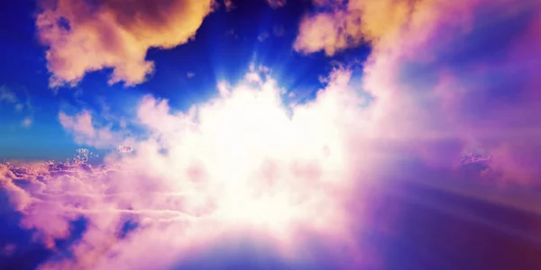 雲の上の太陽光線の日没 — ストック写真