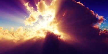 above clouds sun ray sunset