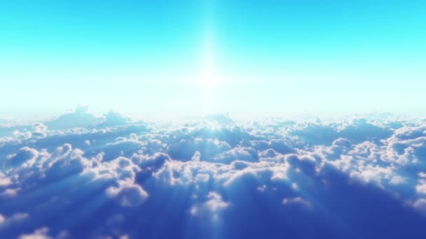 日没の雲の上を飛ぶ — ストック動画