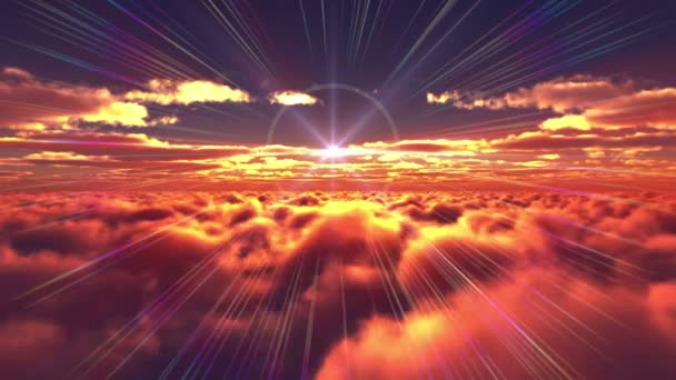 Volar sobre las nubes del atardecer — Vídeo de stock