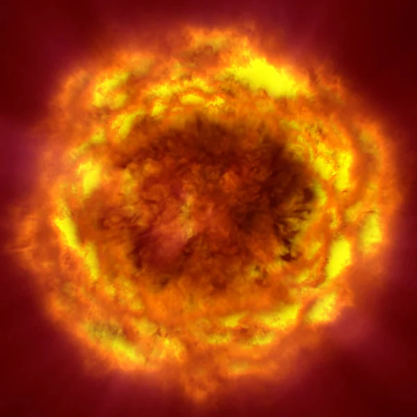 Uzayda ateş topu patlaması, soyut illüstrasyon