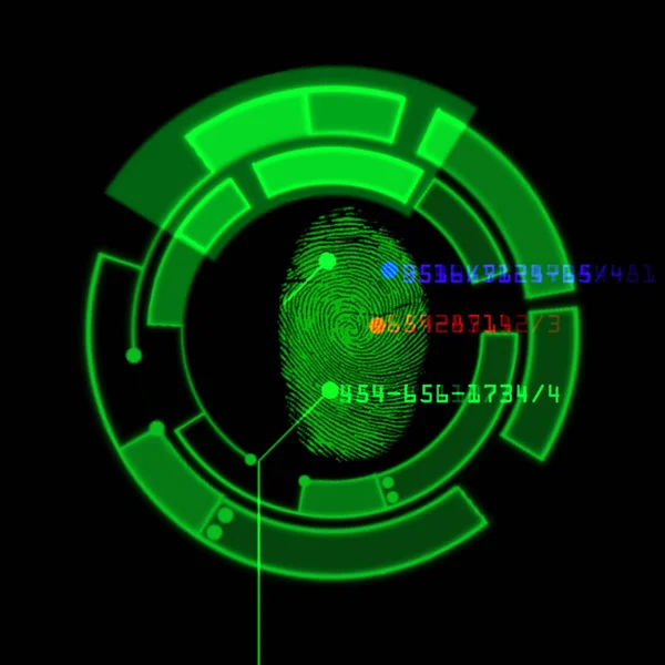 Digital fingerprint scanning identification system, illustration abstract