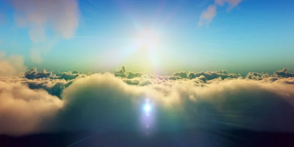 Schöne Luftaufnahme Über Wolken Mit Sonnenuntergang Illustration — Stockfoto
