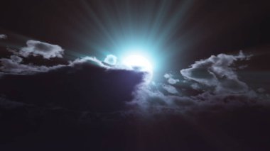 Gece vakti dolunay gökyüzü bulutu, 3 boyutlu resimleme