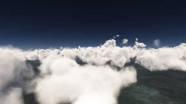 Летать Над Большими Облаками Солнечный Луч Иллюстрация Рендеринга — стоковое фото