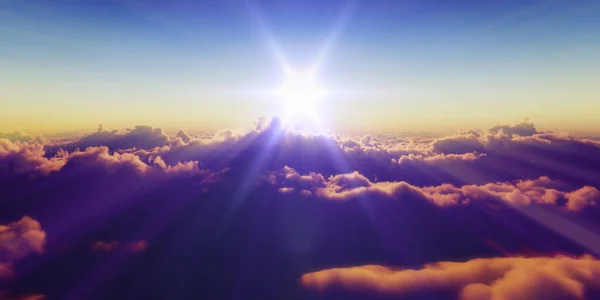 Prachtig Uitzicht Vanuit Lucht Boven Wolken Met Zonsondergang Illustratie — Stockfoto