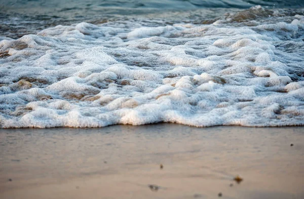 Hullám Fröccsenés Tenger Strand Makro Közelről — Stock Fotó