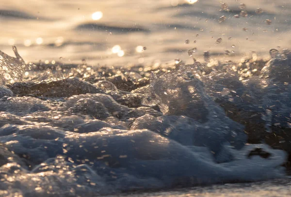 Onda Splash Mar Praia Macro Close — Fotografia de Stock