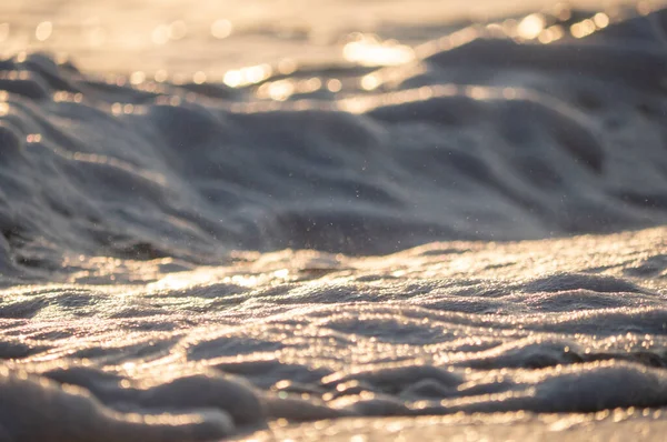 Ola Salpicadura Mar Playa Macro Cerca — Foto de Stock