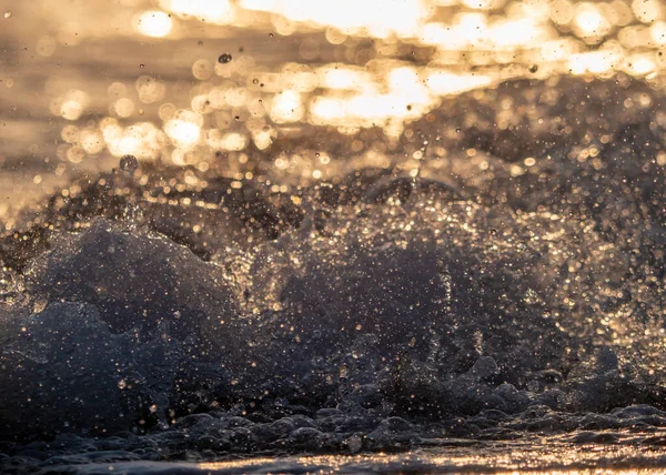 Onda Splash Mar Praia Macro Close — Fotografia de Stock