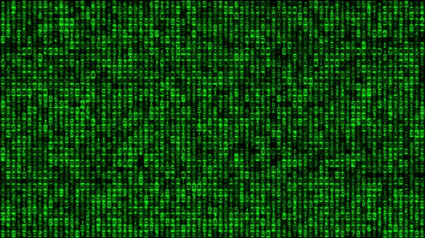 Matriz Datos Código Binario Verde Ilustración Abstracta Fondo — Foto de Stock