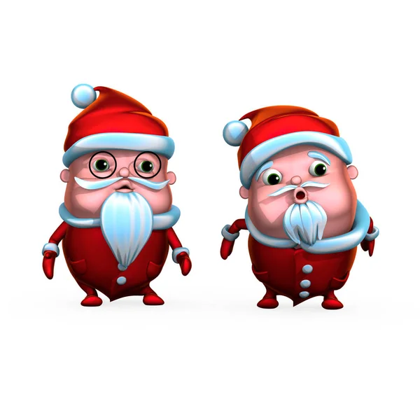 Carino giocoso Babbo Natale clausole, isolato su sfondo bianco (rendering 3D ) — Foto Stock