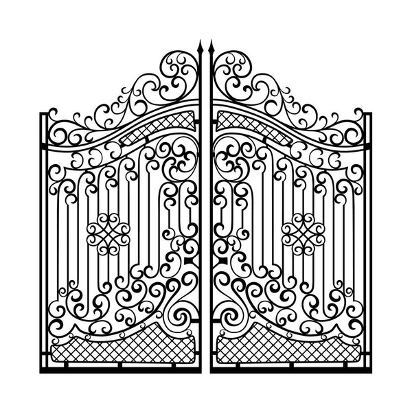 Beautiful iron ornament gates. Black on white