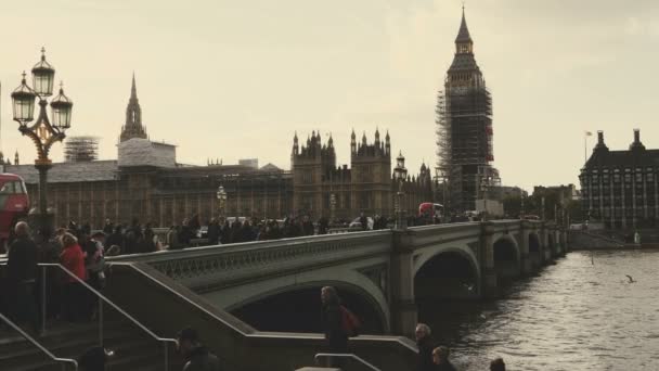 London October 2017 Sliding Shot Right Left Big Ben Houses — Stock Video