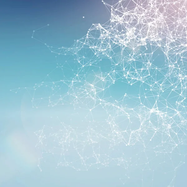 Mercek parlaması soğuk mavi zemin üzerine çizgilerle büyülü beyaz noktaların birleştirilmesi