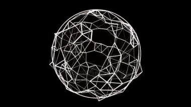 Siyah arka plan üzerine beyaz çizgili noktalar sorunsuz iplik gürültülü saydam kürenin bağlı. 4k