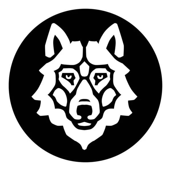 Vit varg huvud logotyp på svart bakgrund — Stock vektor