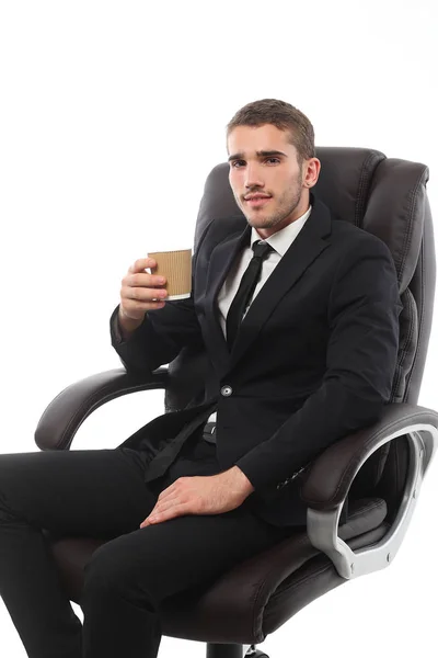 Молодий чоловік з чашкою кави — стокове фото
